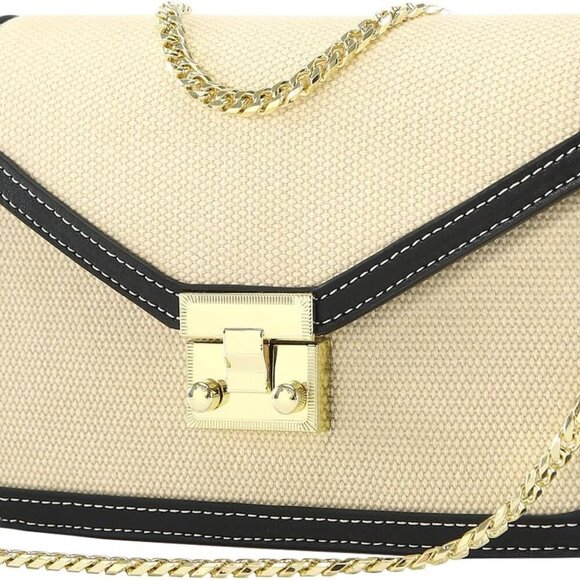 Wallet on Chain Purse WOC Crossbody Clutch Bag for Women in Textile and Leather - Picture 1 of 6